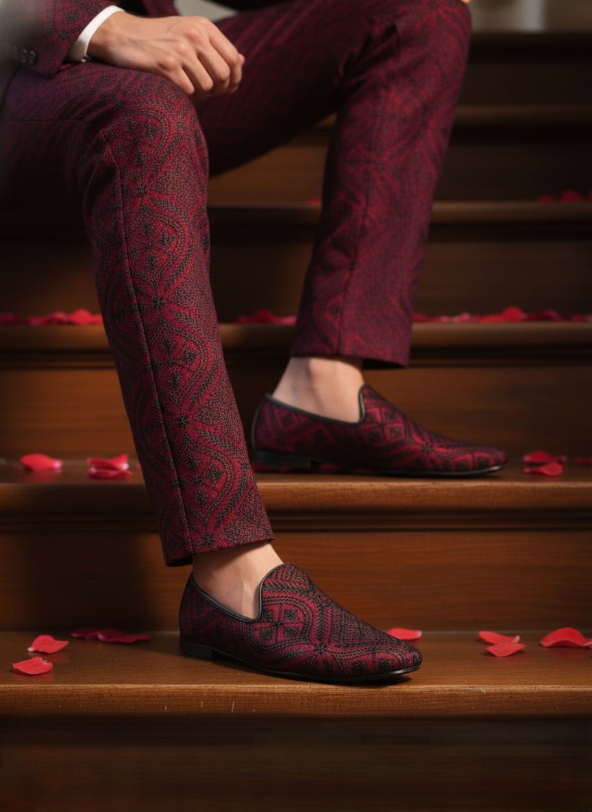 Maroon Tapestry Loafers