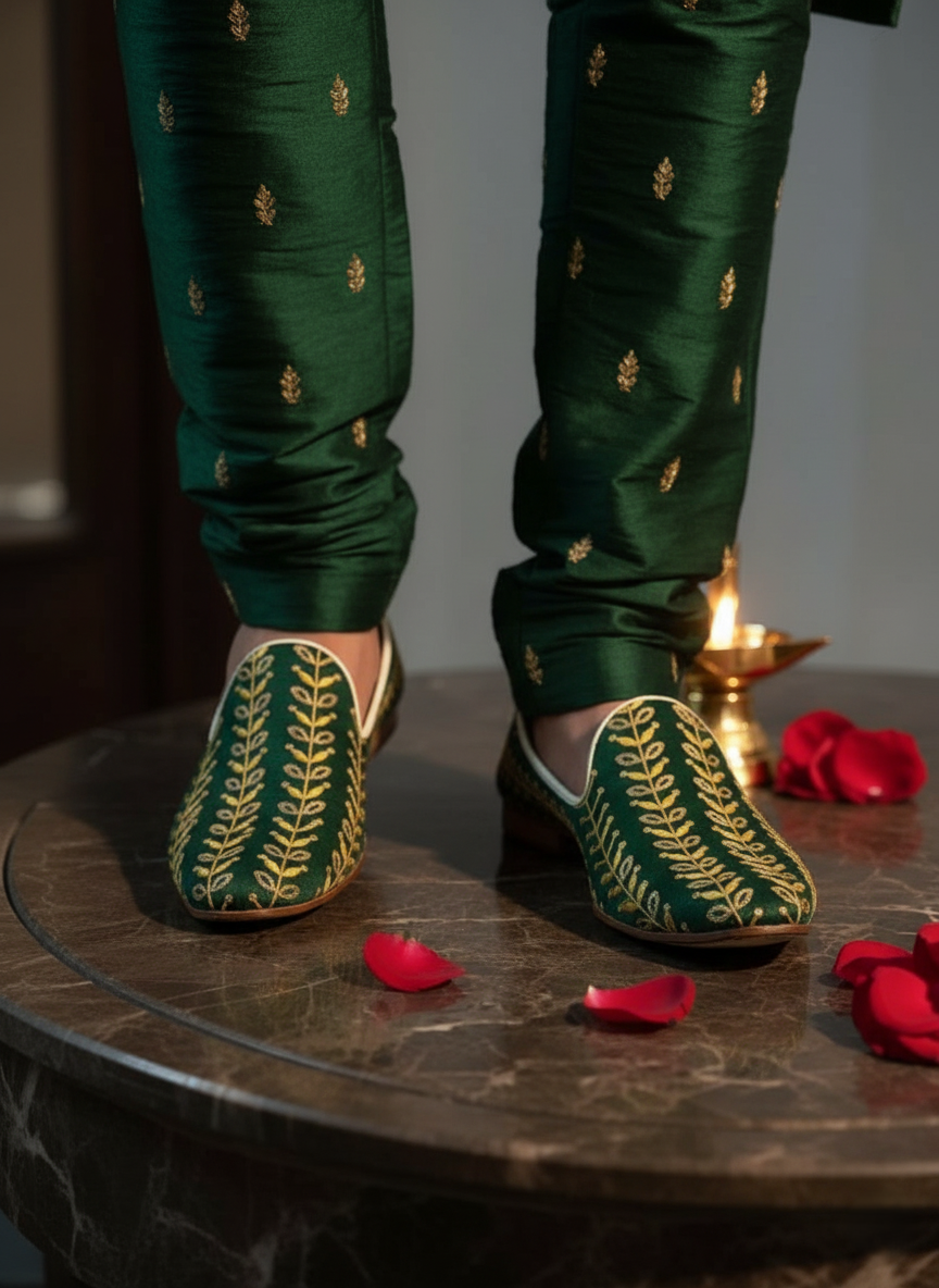 Verdant Majesty Embroidered Loafers