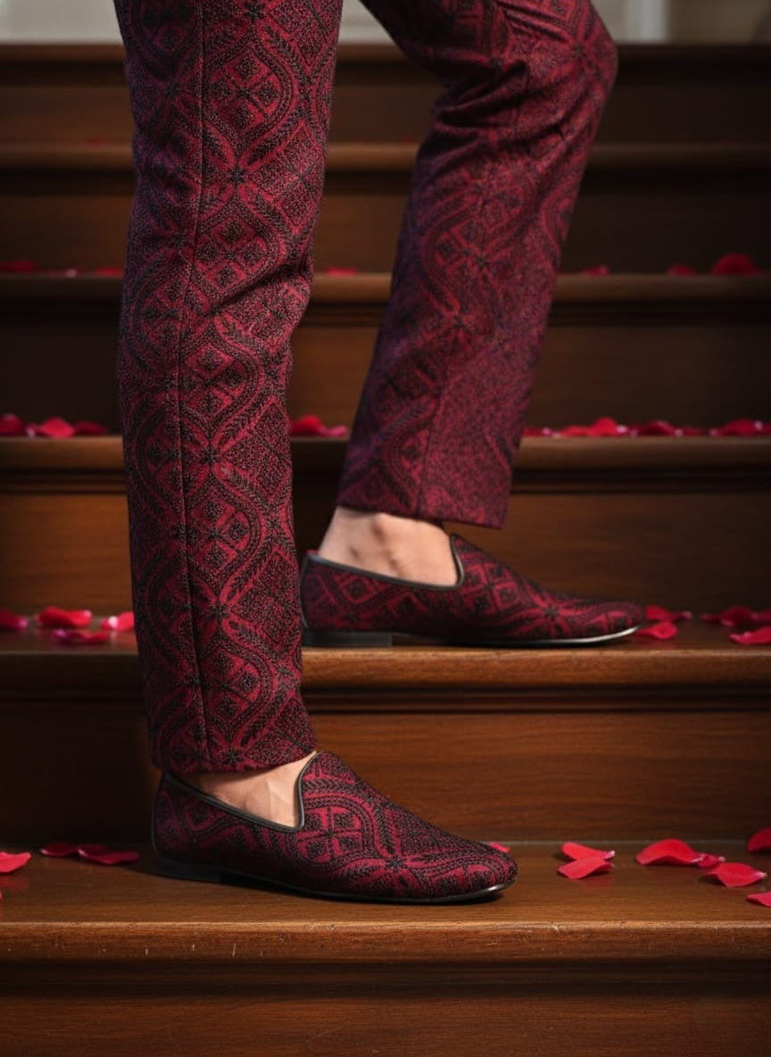 Maroon Tapestry Loafers