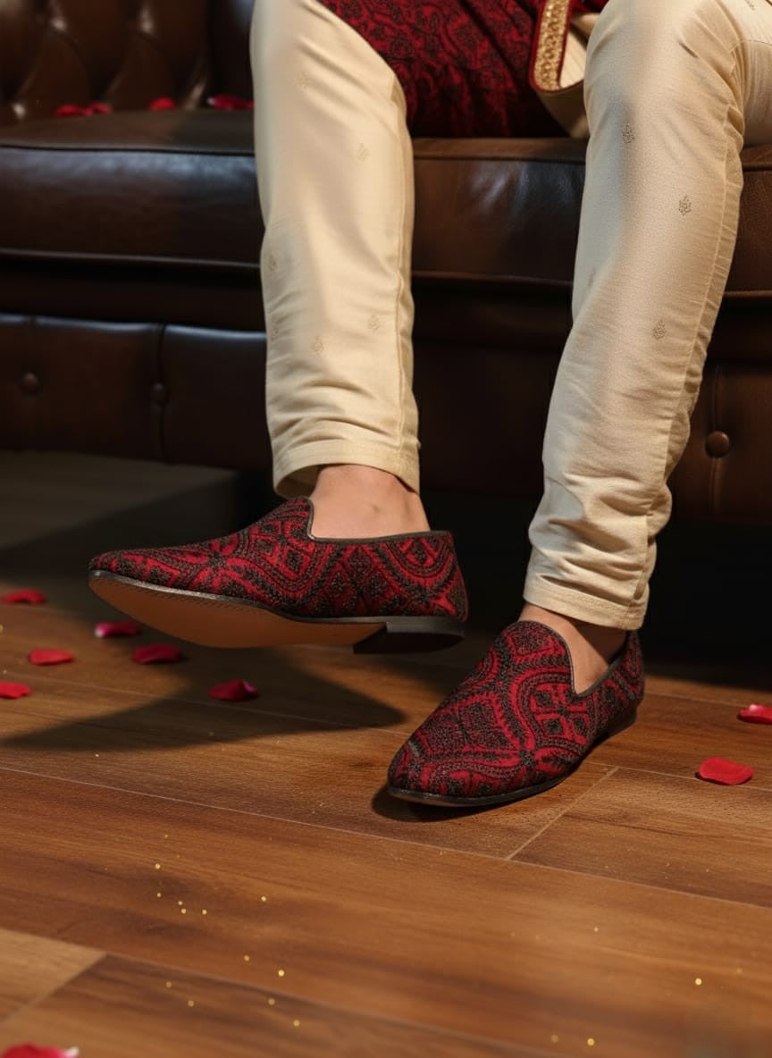 Maroon Tapestry Loafers