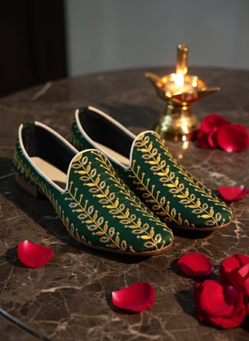 Verdant Majesty Embroidered Loafers