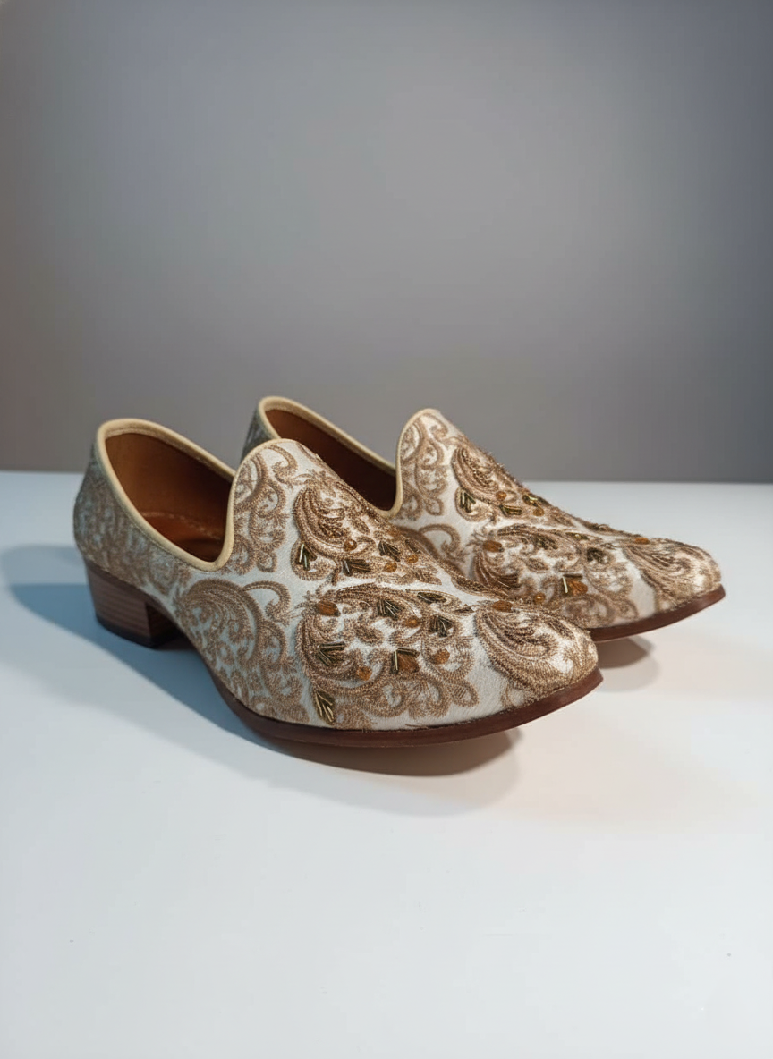 White and Golden - Handmade Shoes